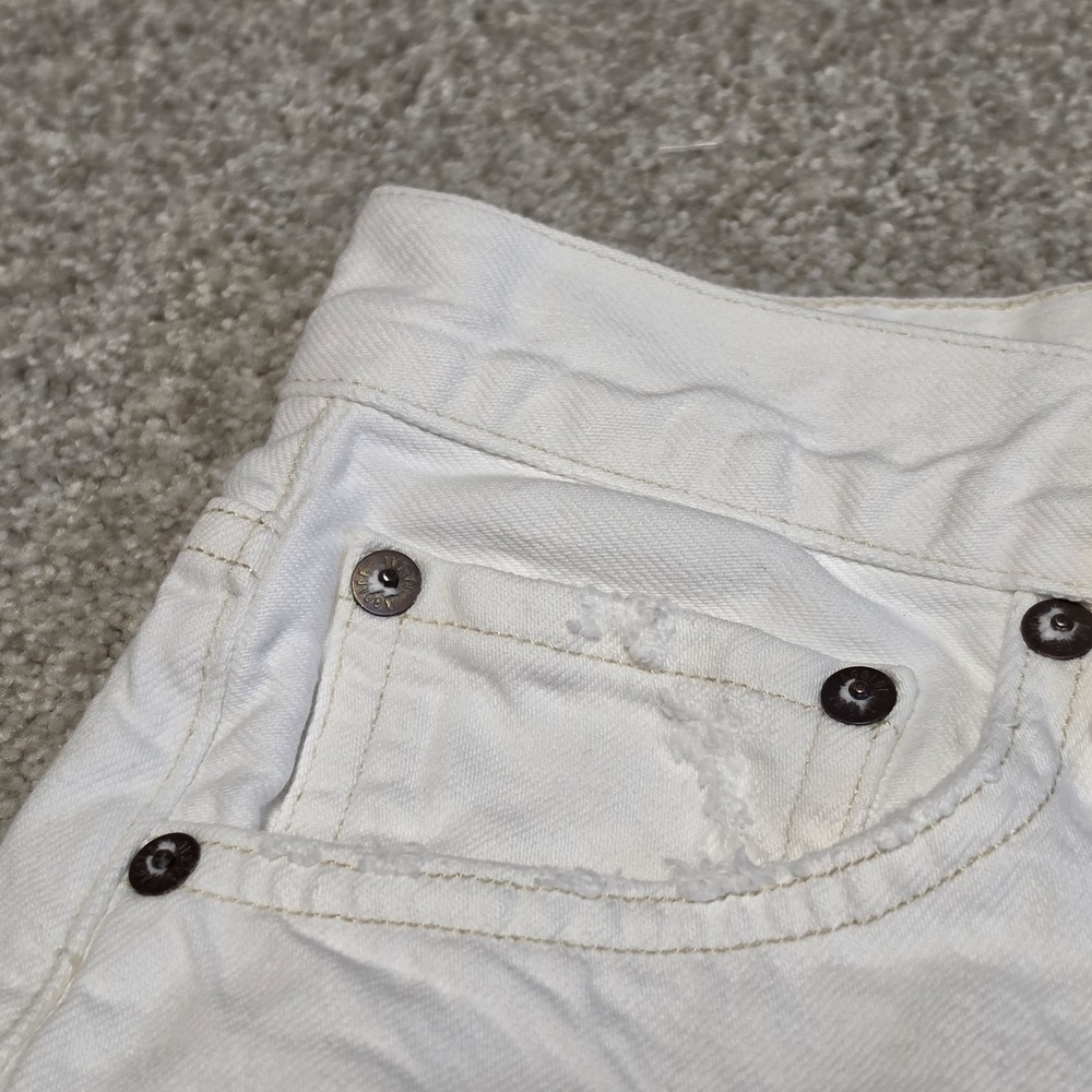 AGOLDE Parker Long High Rise Cut Off Denim Women's White Shorts Size 23 - Picture 3 of 10